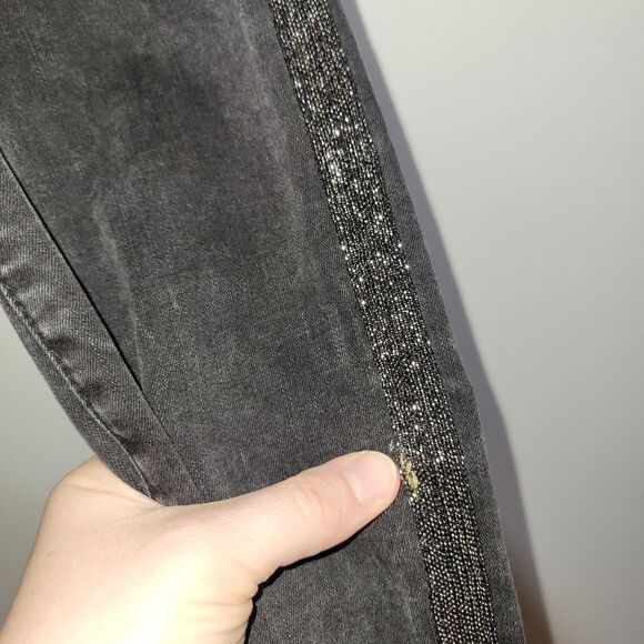 Kut from the Kloth Connie Black Beaded High Rise Ankle Skinny Jeans 6 - Picture 3 of 12